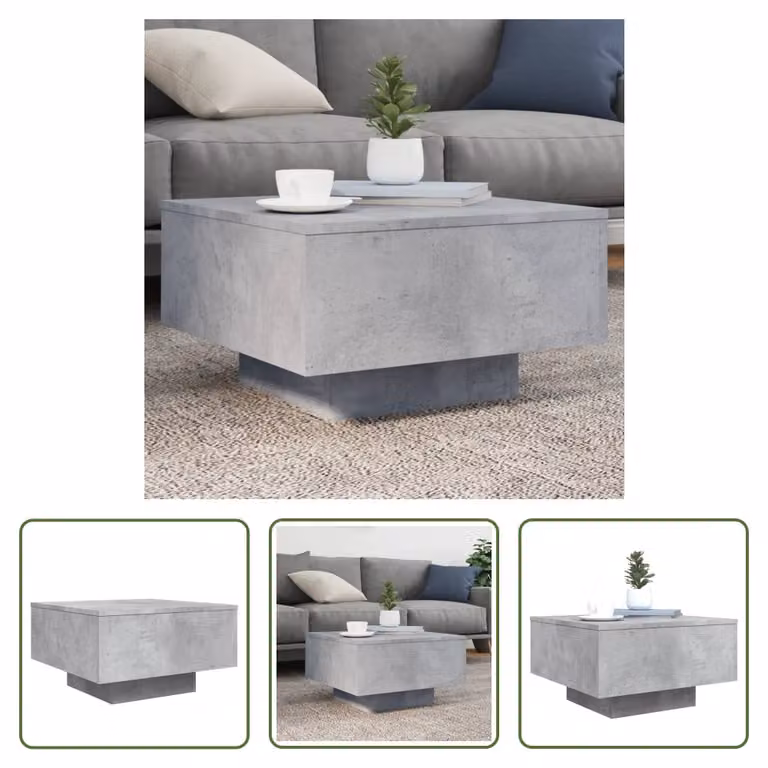 The Living Store tavolino in cemento grigio 55x55x31 cm materiale a base di legno