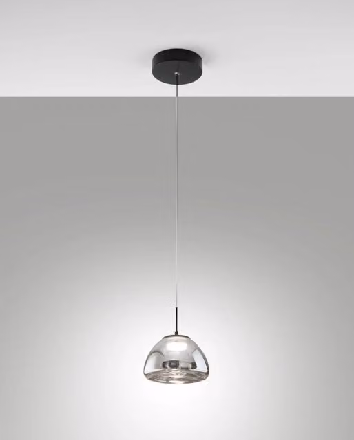 Lampada a Sospensione Lucille Fabas in Metallo e Vetro con LED Dimmerabile, Ø 16 cm