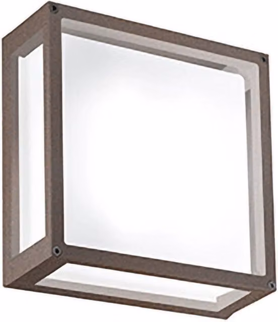 Home Lampada da Parete e Soffitto LED 20W 2926 Lumen IP54 in Alluminio Verniciato Corten Quadrata 25x25 cm per Interni ed Esterni Design Moderno