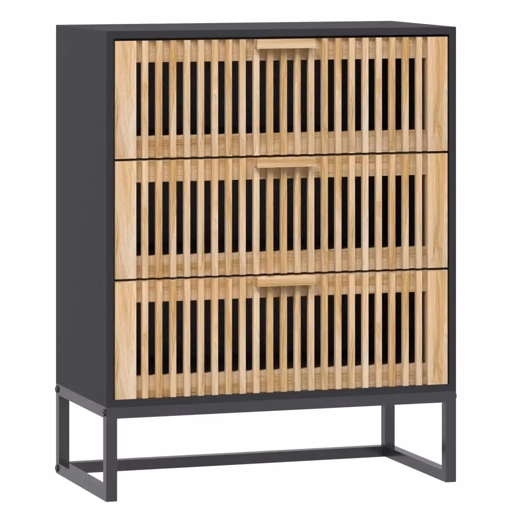 Credenza a parete vidaXL in legno e metallo nera L: 60 cm, P: 30 cm, H: 75 cm – 2