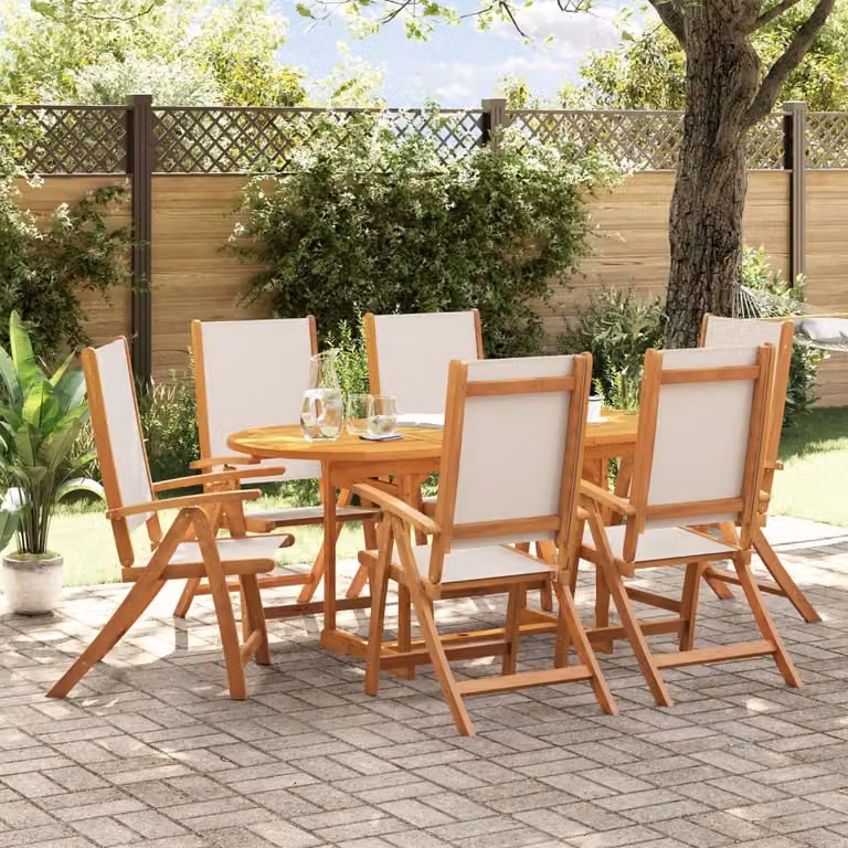 Maison Exclusive - Set da pranzo da giardino a 7 pezzi in legno massello di acacia e Textilene