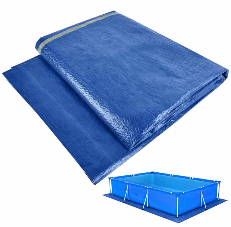 Telo per piscina, telo di fondo 300 x 180 cm per piscine rettangolari, colore blu