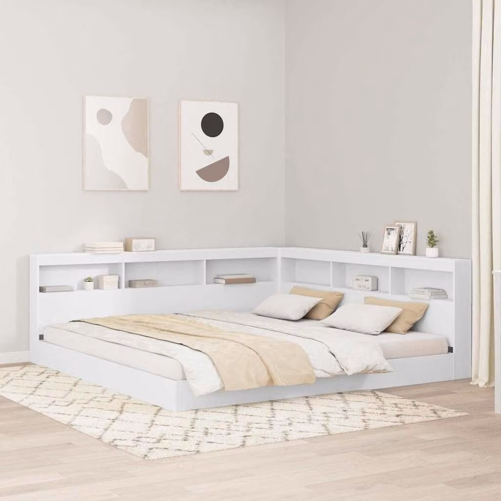 Maison Exclusive - Letto contenitore con libreria, bianco, 180 x 200 cm, realizzato in legno composito