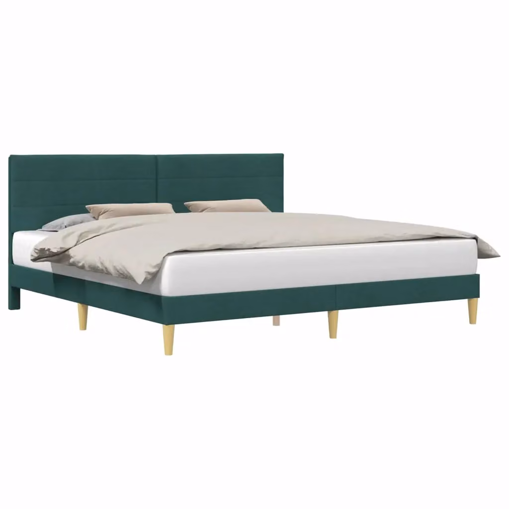 Struttura letto con giroletto in tessuto verde scuro L/P/H: 200 x 200 x 102 cm – 2