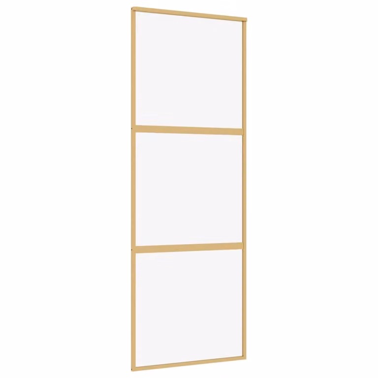Porta Scorrevole Dorata 76x205 Vetro Trasparente ESG Alluminio