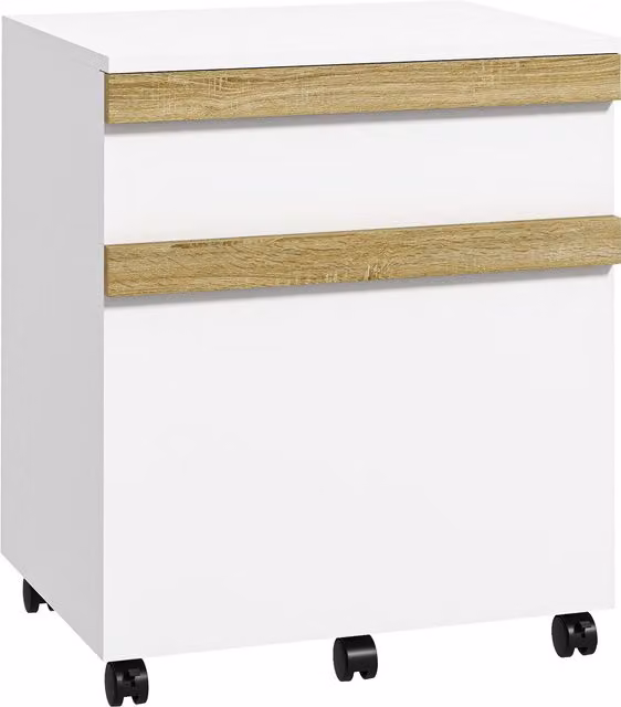 Mobile caisson da ufficio Vinsetto con 2 cassetti scorrevoli e rotelle, bianco, L 48 cm x P 40 cm x H 59,5 cm