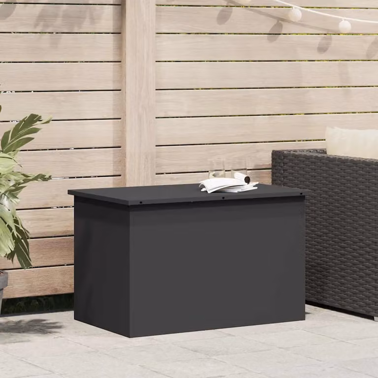 vidaXL Cassa per cuscini da giardino in acciaio zincato antracite L 80 cm x P 50,5 cm x H 50 cm