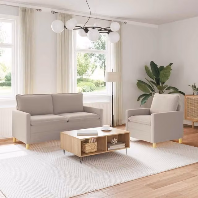 Set di divani 2 pz Grigio Chiaro Tessuto 3417077