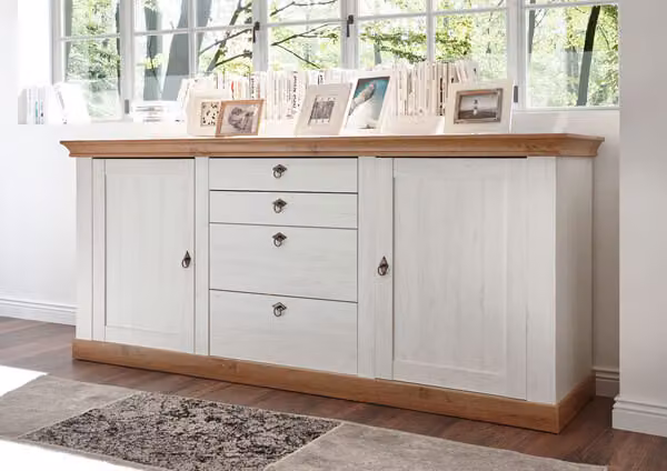 Credenza country house 210cm pino bianco / rovere wotan cassettiera soggiorno