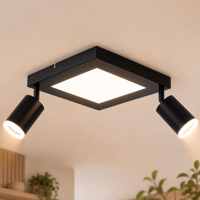 ZMH plafoniera Faretto da soffitto nero a led GU10 - lampada da soffitto 3000k bianco caldo 20W lampada da camera da letto orientabile 350° spot da soffitto per cucina sala da pranzo