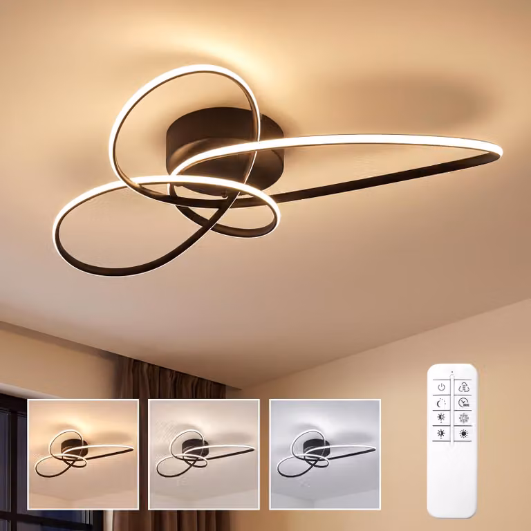ZMH Lampada da soffitto LED 30W nera dimmerabile con telecomando design circolare moderno illuminazione interna soggiorno camera cucina sala da pranzo