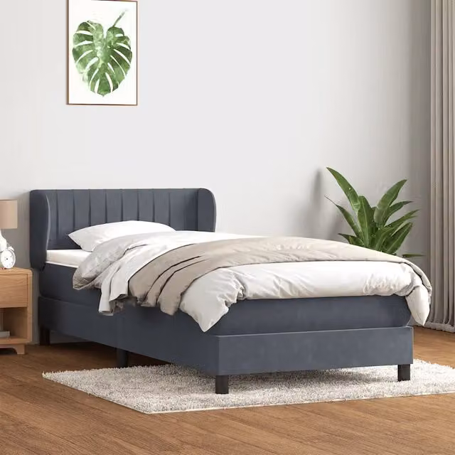Giroletto a Molle con Materasso-Struttura Letto Grigio Scuro 80x220 cm Velluto 876231