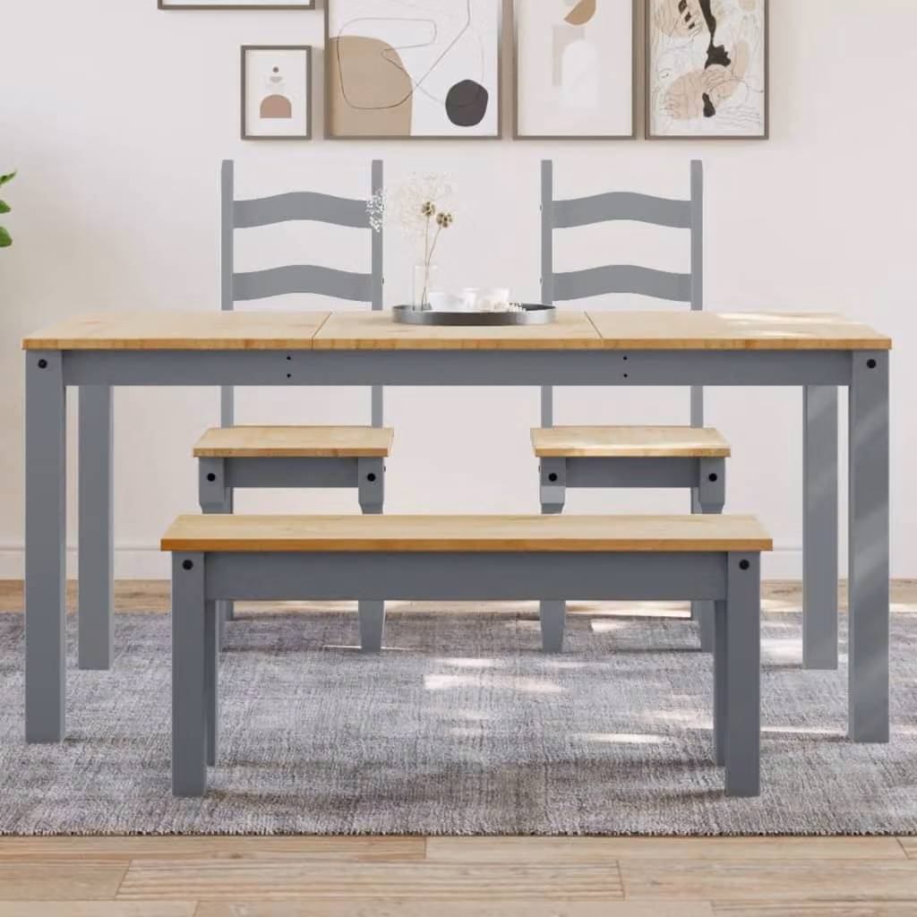 Maison Exclusive - Tavolo da pranzo PANAMA, grigio, 160x80x75 cm, in legno massello di pino