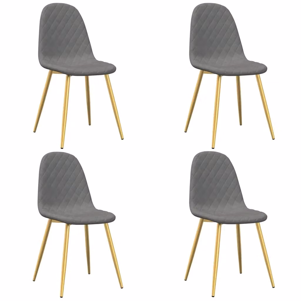 Set di 4 sedie da pranzo vidaXL in velluto grigio con struttura in metallo e plastica per soggiorno o cucina – 2