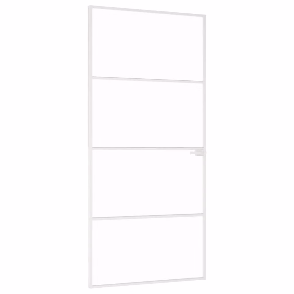 Porta Interna Bianca 93x201,5 cm Vetro Temperato Alluminio Slim