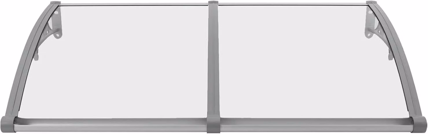 Copertura trasparente a forma di arco per porte, ideale per proteggere dalla pioggia e dai raggi UV, realizzata in lega di alluminio