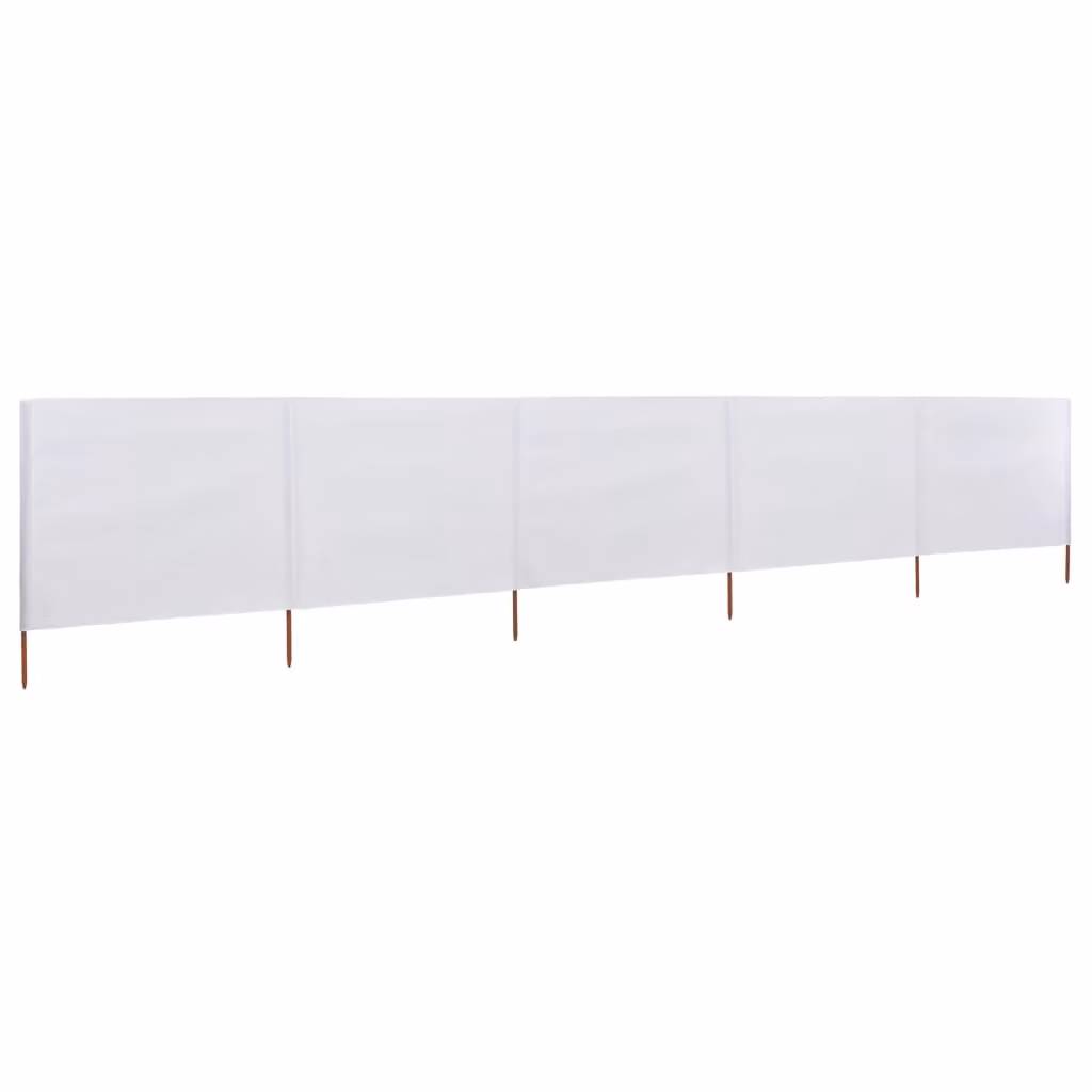 Paravento a 5 Pannelli in Tessuto 600x80 cm Bianco Sabbia