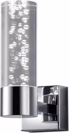 Applique LED Bolsa Trio Leuchten in Cromo con Paralume Cilindrico Effetto Bolle e Grado di Protezione IP44 – 1