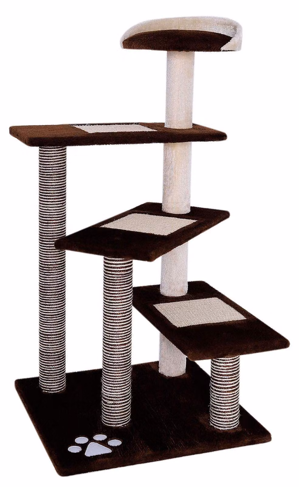 tiragraffi per gatti lionto 100 cm, tiragraffi salvaspazio con diversi livelli e zone in sisal per la cura degli artigli, marrone/beige