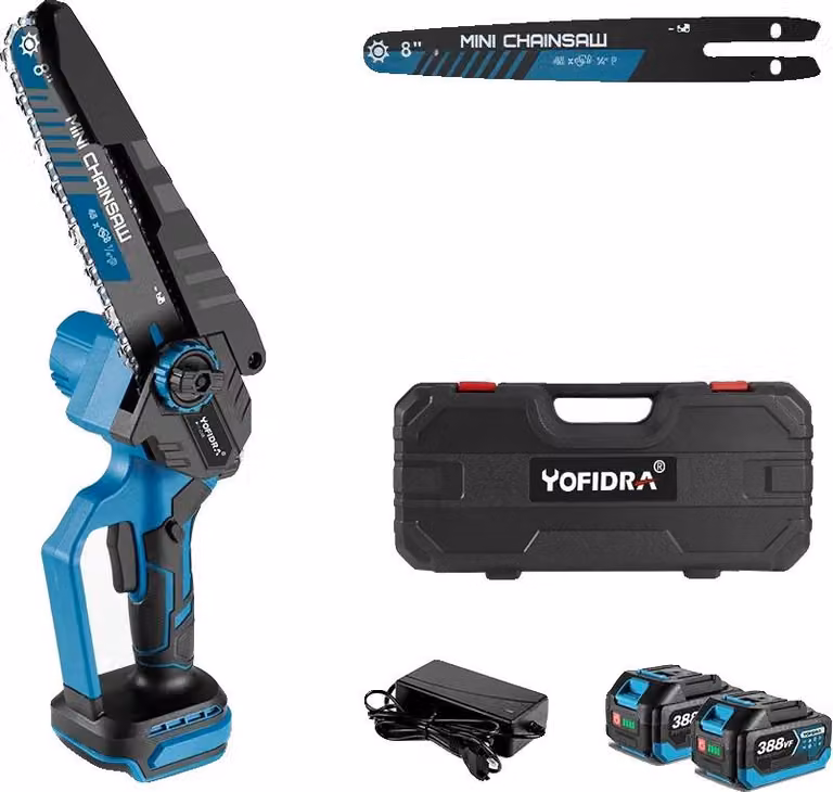 Motosega, motore senza spazzole, design leggero e maneggevole, set di batterie 2x-A, EU