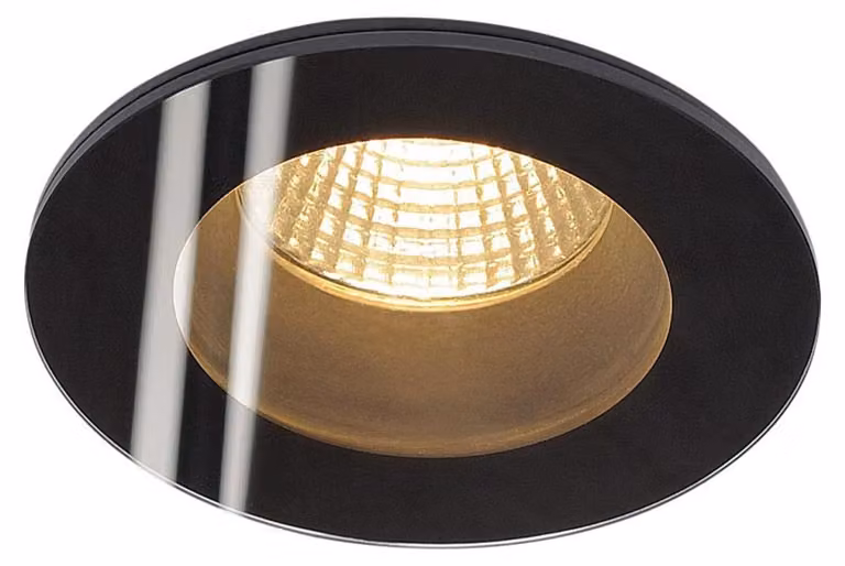 Patta-F plafoniera da incasso IP65 rotonda nero opaco 3000K dimmerabile incl. driver