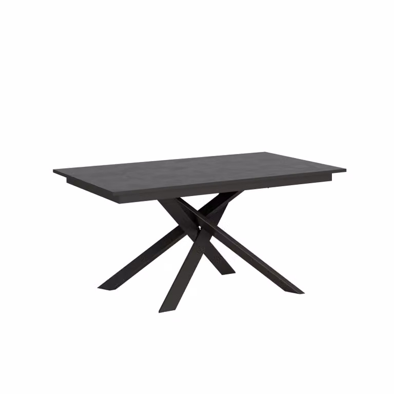 ITYHOME - Tavolo allungabile 160/220x80 cm Ganty antracite spatolato- bordo antracite telaio e gambe antracite