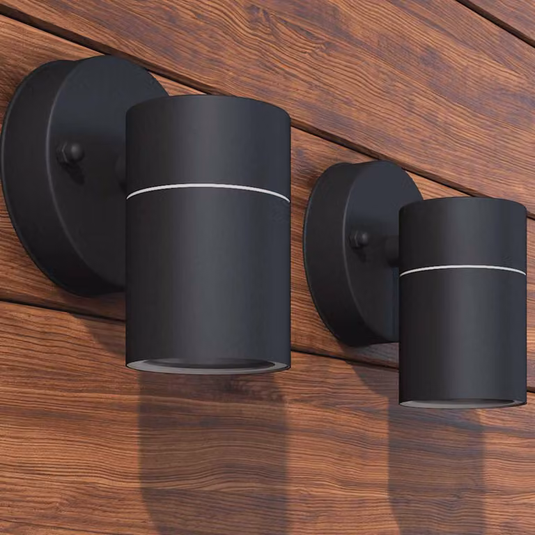 Set di 2 lampade da parete LED vidaXL in acciaio inox e vetro nero per giardino con proiezione verso il basso