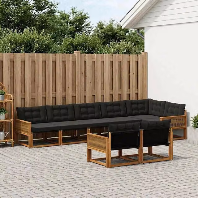 Set di divani da esterno 8 pz Naturale e Nero 3381508