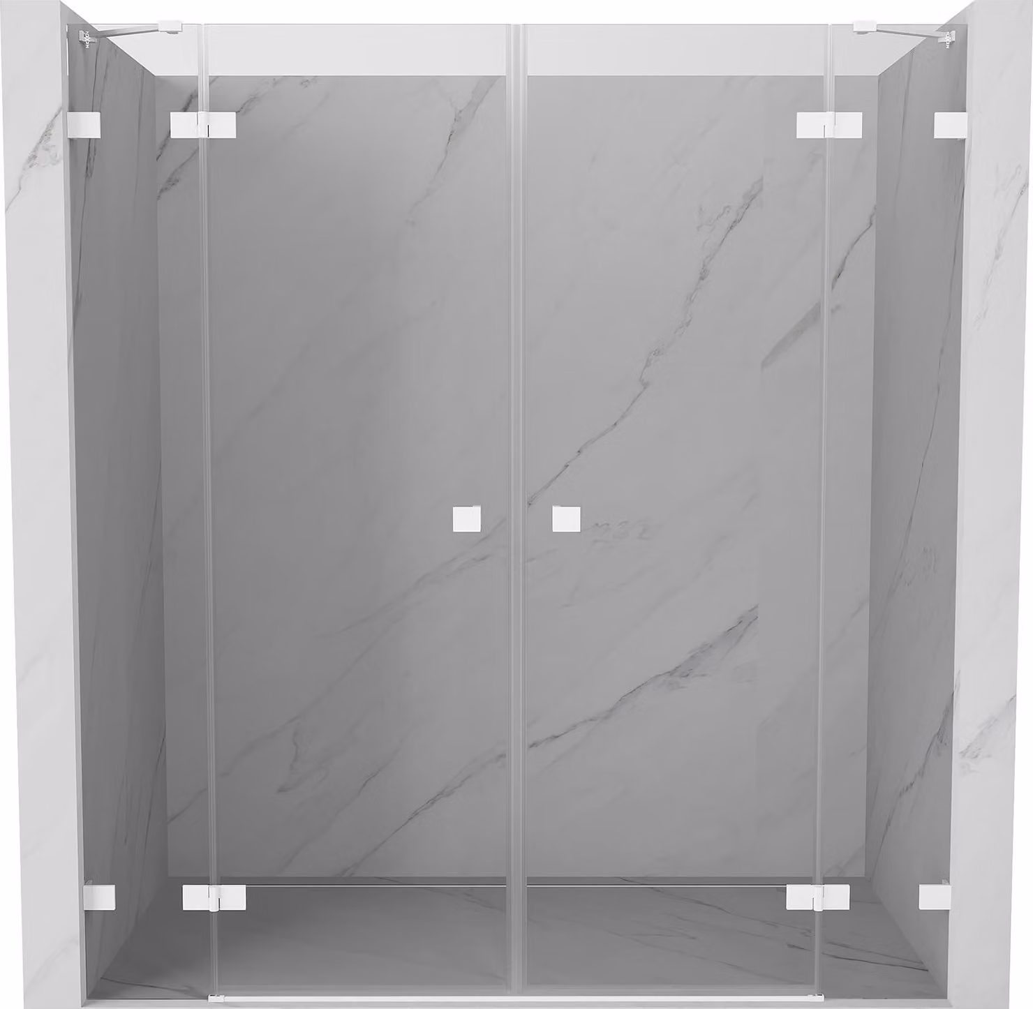 Mexen Lunar Duo porte doccia a battente 170 cm, trasparente, bianco - 834D-170-000-20-00