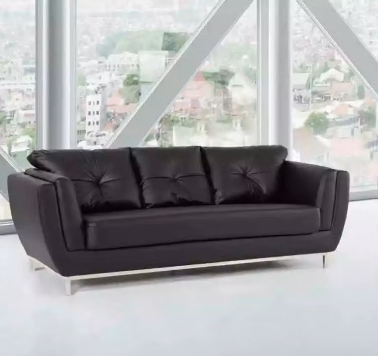 Schwarze Dreisitzer Couch Luxus Möbel Modernes Sofa Polster Ledercouch