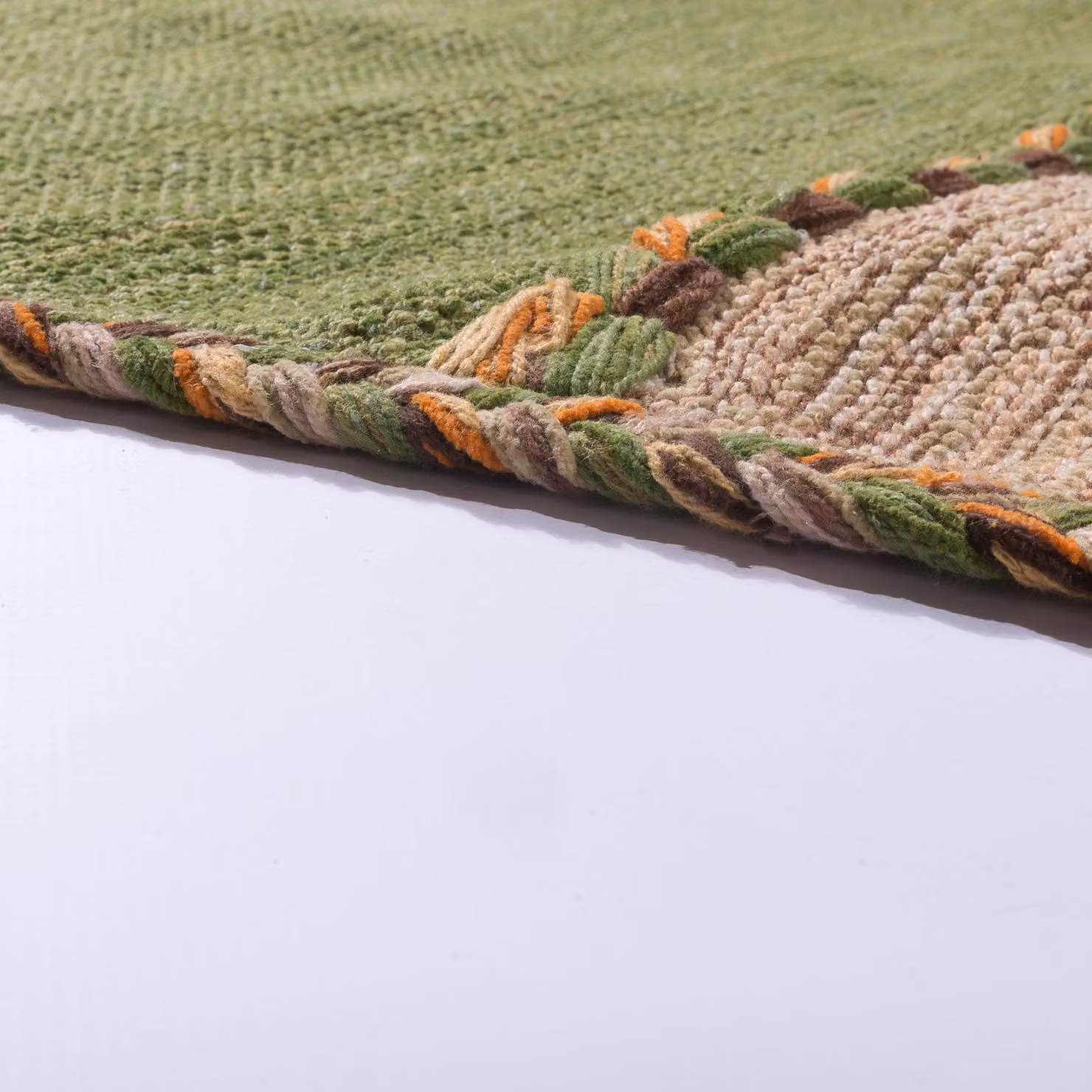 Tappeto Kilim Kilian verde in cotone tessuto a mano con frange L: 160 cm, P: 220 cm – 2
