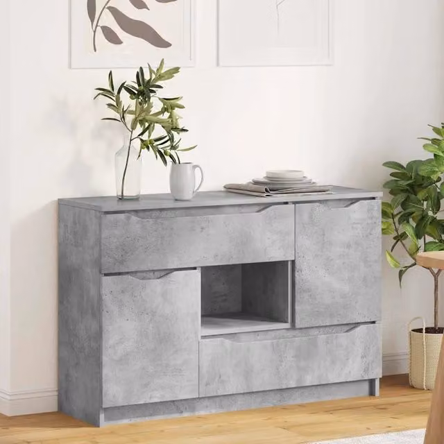 Credenza Buffet Moderna vidaXL in Legno Multistrato Grigio L: 100 cm, P: 30 cm, H: 65,5 cm