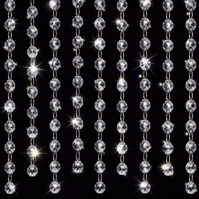 Collana di cristalli acrilici, 15 metri, ottagonale, 10 fili, perline da 14 mm