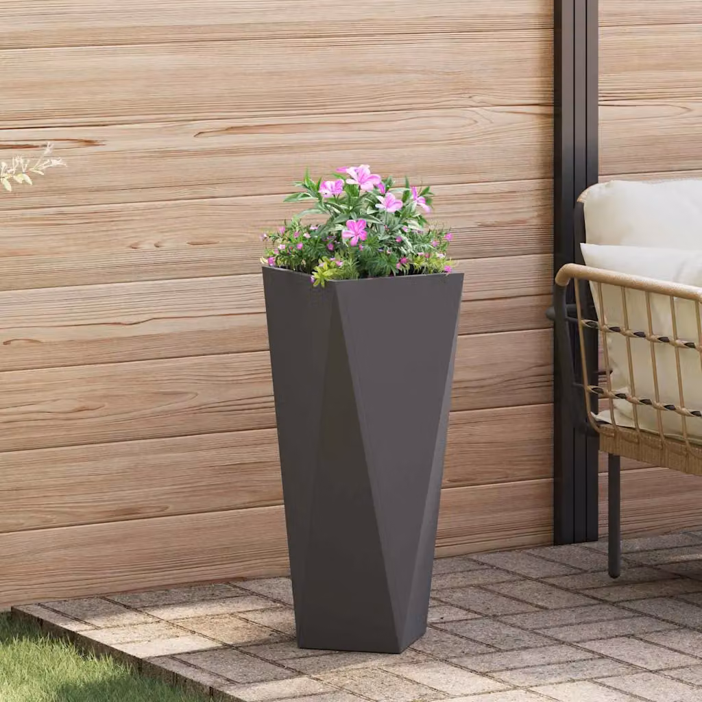 Fioriera vidaXL in acciaio nero per giardino ornamentale o erbe aromatiche, L/P/H: 30 x 30 x 75 cm