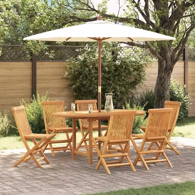 Set da Pranzo per Giardino 7 pz Marrone Legno di teak solido 3157129