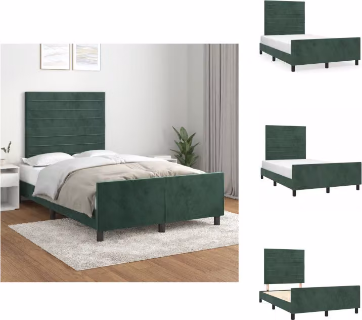 vidaXL Struttura letto con testiera in velluto verde scuro 120x200 cm - Letti e strutture letto
