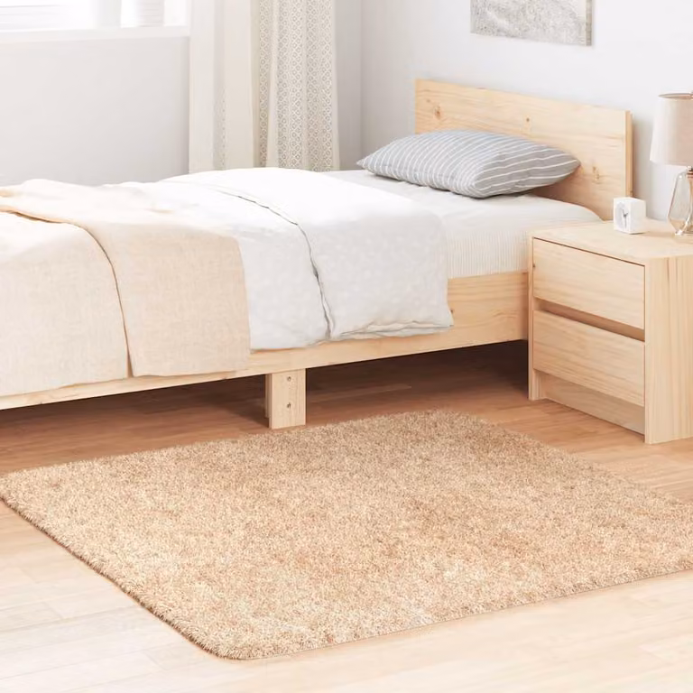 Tappeto Shaggy a Pelo Lungo vidaXL NAVARRA Beige in Poliestere L/P: 120 x 120 cm