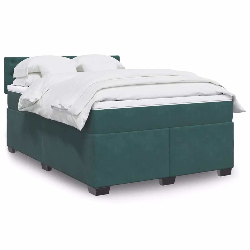 Maison Exclusive - Giroletto a Molle con Materasso Verde Scuro 160x200 cm Velluto
