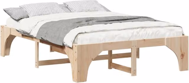 Letto matrimoniale moderno in pino massello marrone L/P/H: 160 x 200 x 40 cm – 1