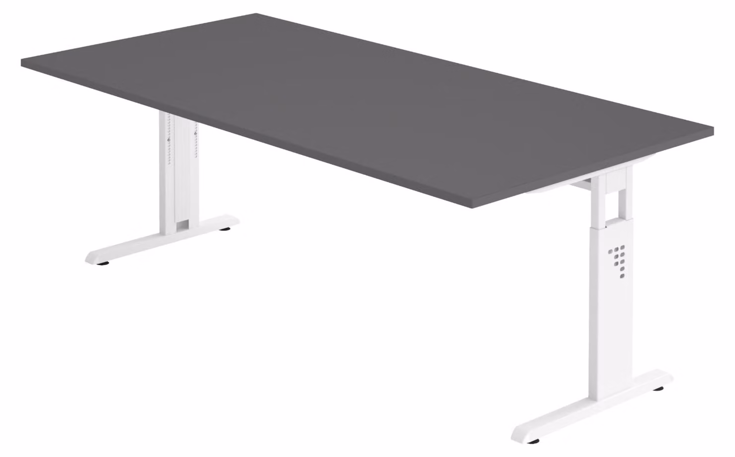 bümö Scrivania Serie-O - Decorazione: grafite, dimensioni: 200 x 100 cm, struttura: bianco