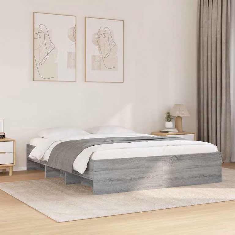 Giroletto senza materasso vidaXL in legno e truciolato, Grigio Sonoma, L 160 x P 200 cm