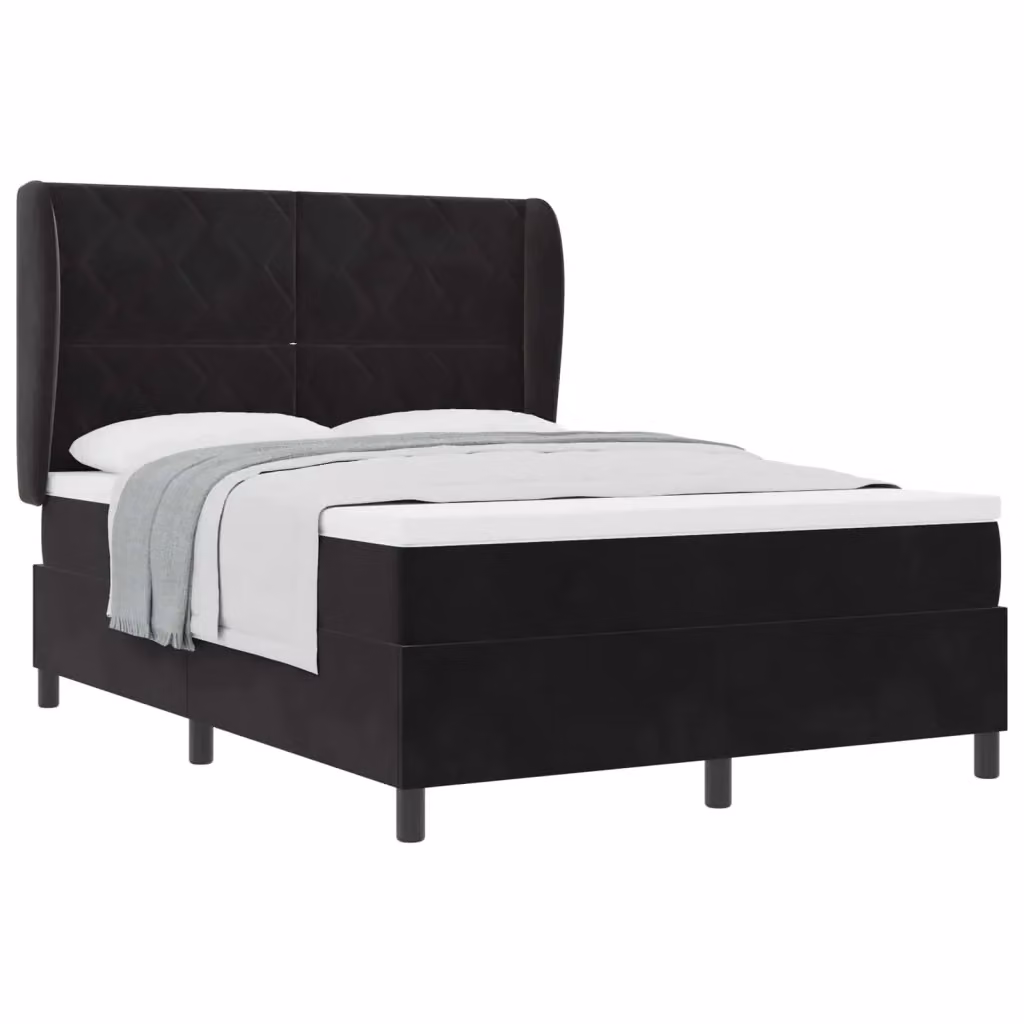 Letto Ibrido con Testiera in Velluto Nero vidaXL L/P: 140 x 200 cm – 2