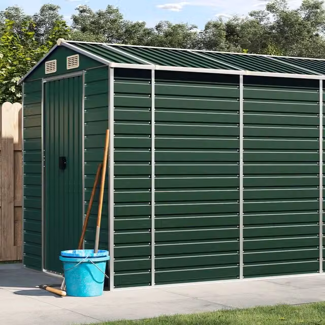 Capanno da Giardino Verde 191x470x198 cm in Acciaio Zincato 3188235