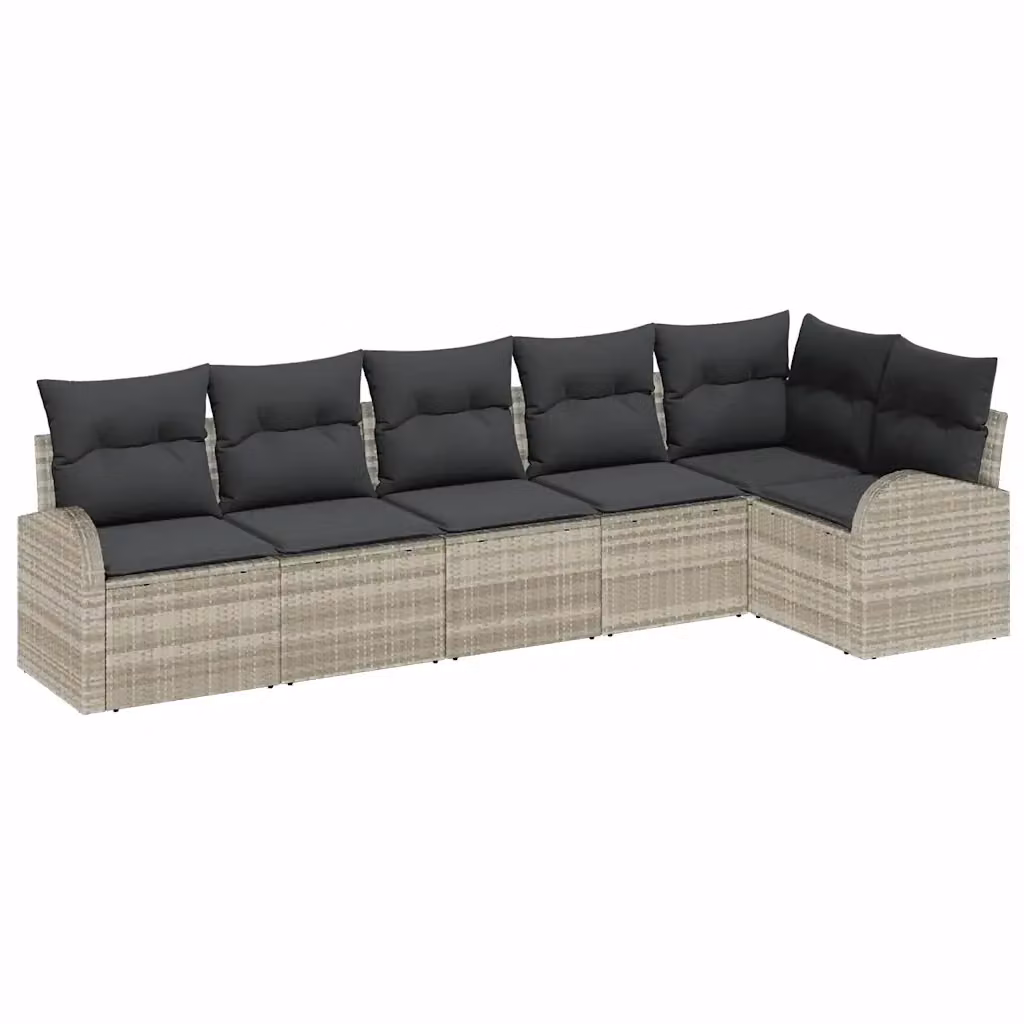 Set Divano da Giardino vidaXL 6 pz a Forma di L Grigio con Cuscini e Copertura in Polyrattan e Acciaio – 2