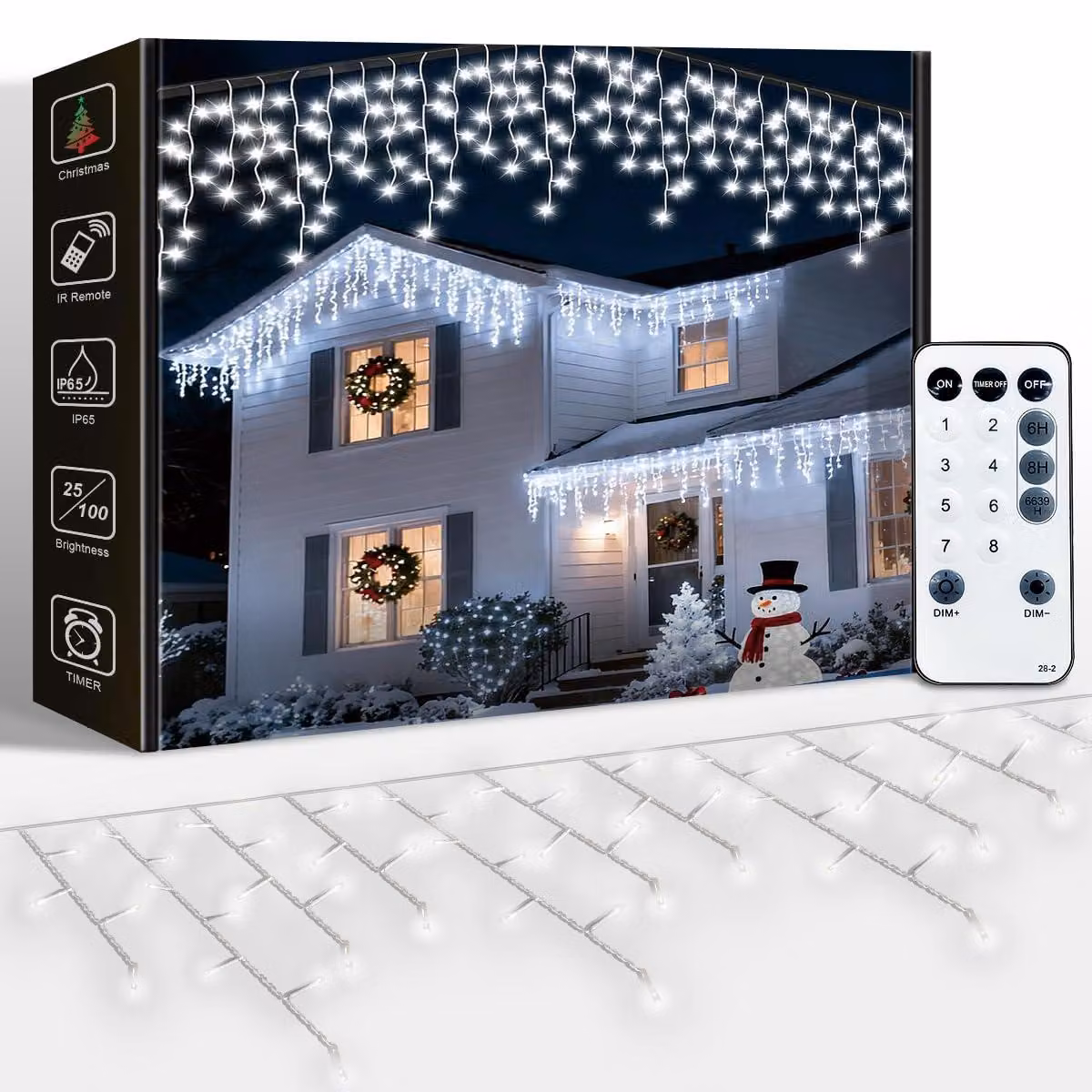 Illuminazione a tenda a LED, 30 metri, 960 LED, grado di protezione IP65, 8 modalità, luce bianca fredda