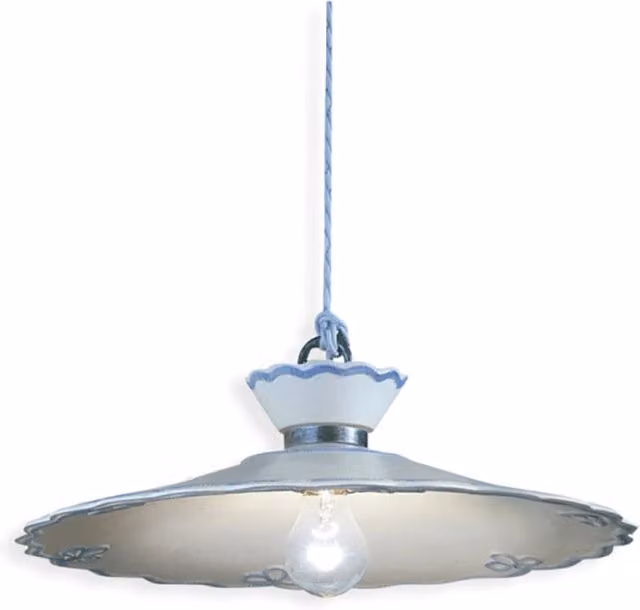 Lampadario Classico Ravenna Metallo E Ceramica Nero Sfumato Arg. 44Cm 1 Luce E27