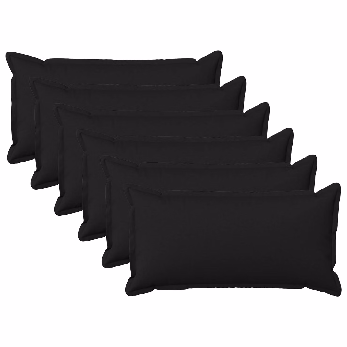 Set di 6 cuscini vidaXL HOUTEN neri in lino con rivestimento lavabile e rimovibile L/P/H: 70 x 40 x 40 cm