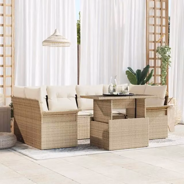 Set Divano da Giardino 7 pz Beige 3356954