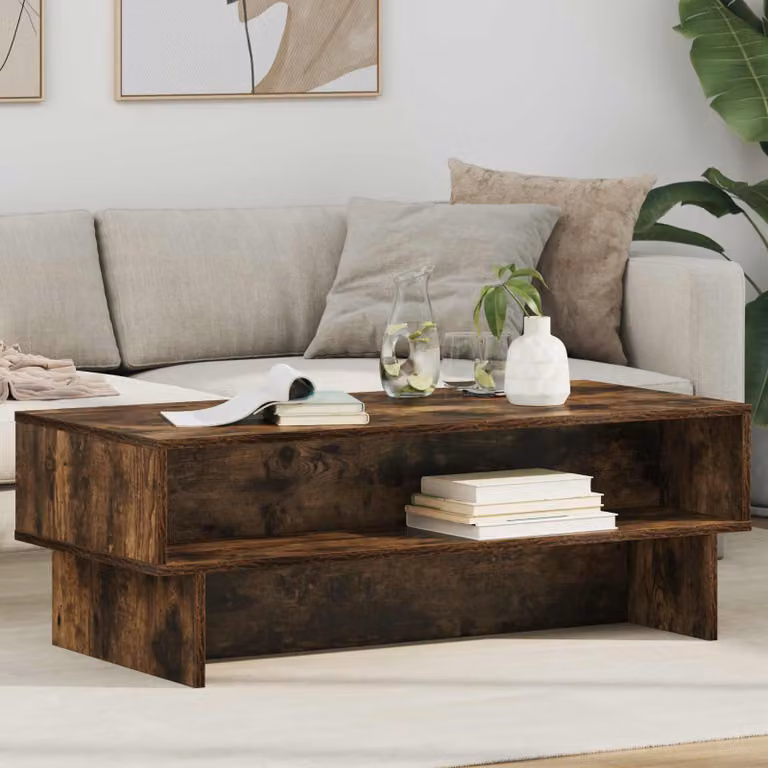 vidaXL Tavolino da salotto moderno in rovere fumé, L 100 x P 46 x H 35 cm