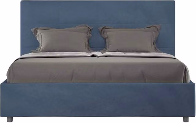 Letto una piazza e mezza senza rete imbottito 130x210 microfibra blu Mika